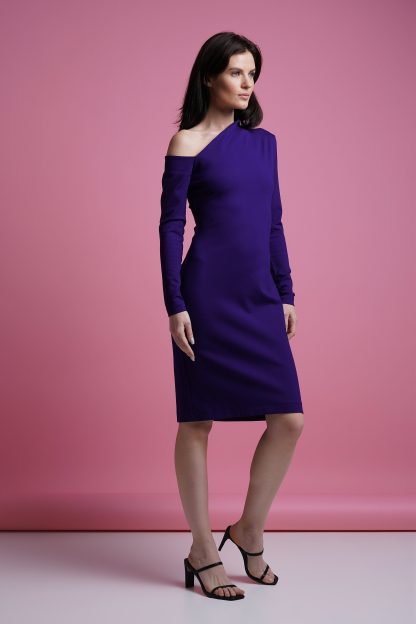 Women's one-sleeve purple dress - Image 5