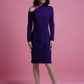 Women's one-sleeve purple dress