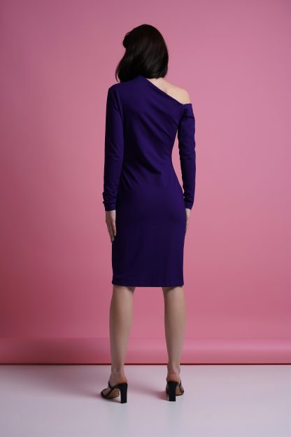 Women's one-sleeve purple dress - Image 2
