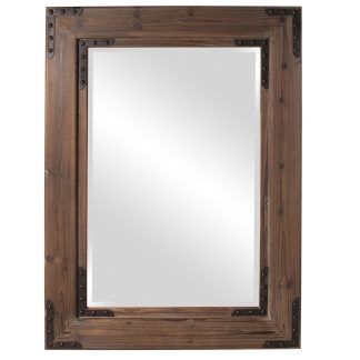 Natural wood frame wall mirror