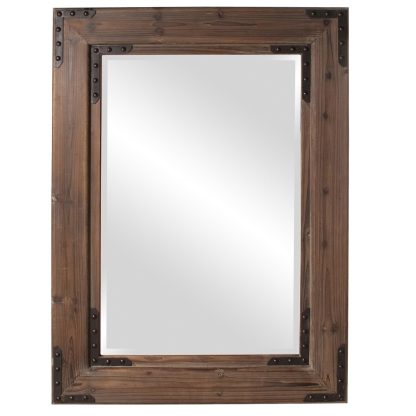 Natural wood frame wall mirror