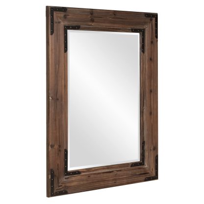 Natural wood frame wall mirror - Image 3