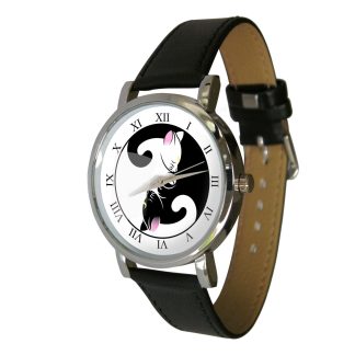 Yin Yang Cats Watch – Elegant Feline Harmony Edition