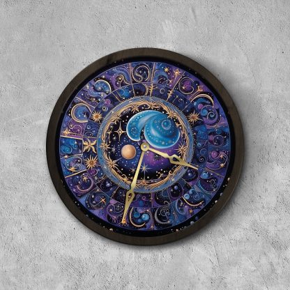 Unique Astrology Wooden Clock - Image 3
