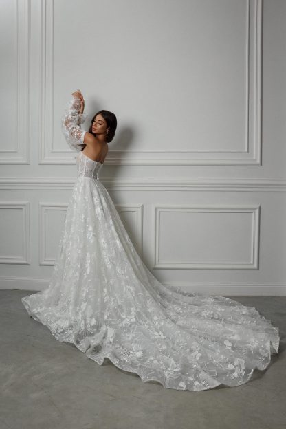 Floral Lace Ball Gown Wedding Dress - Image 6