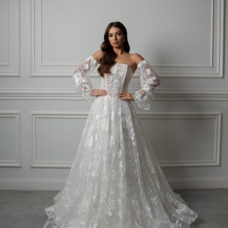 Floral Lace Ball Gown Wedding Dress