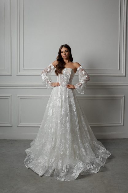 Floral Lace Ball Gown Wedding Dress
