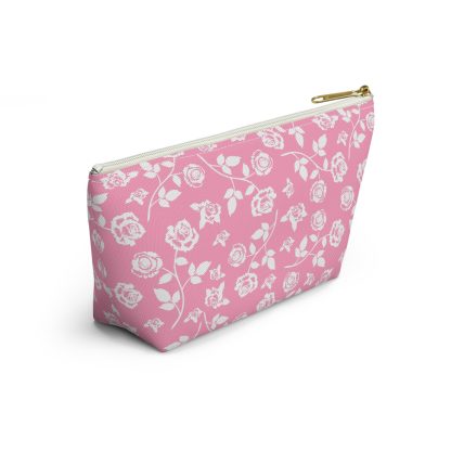 Pink and white rose pattern cosmetic bag - Image 2