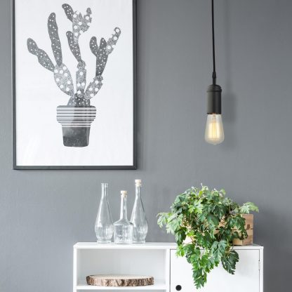 Black braided wire single head chandelier - Image 7