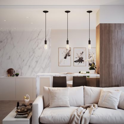 Black braided wire single head chandelier - Image 3