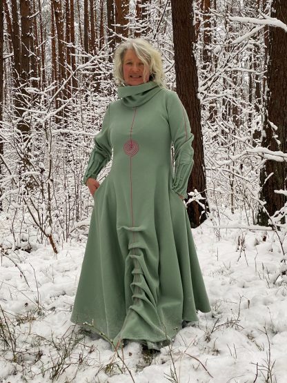 Forest style hooded woolen long skirt