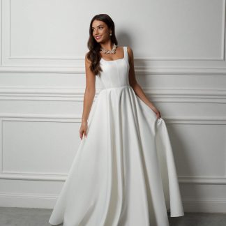 Simple Square Neck Satin Wedding Dress