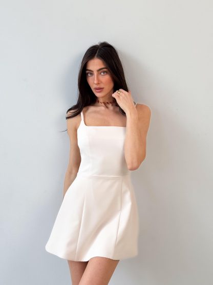 White Square Neck Mini Dress - Image 2
