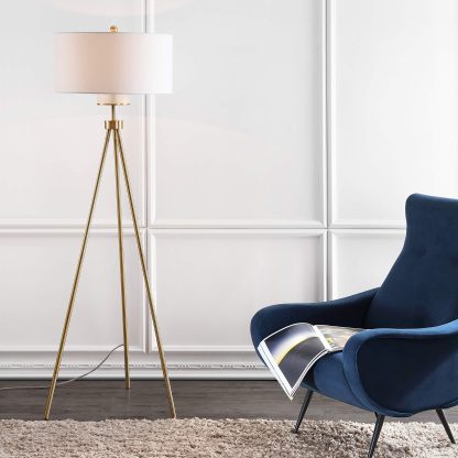 Light luxury style golden tripod floor lamp