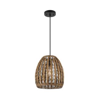 Woven rattan single head chandelier
