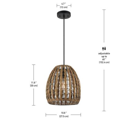 Woven rattan single head chandelier - Image 4