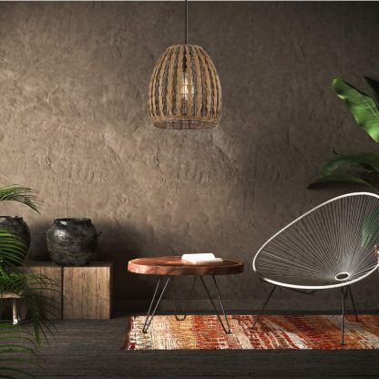 Woven rattan single head chandelier - Image 3