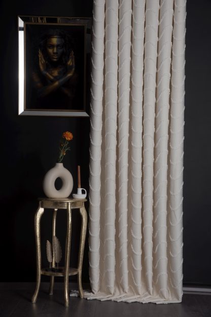 French cream style jacquard blackout curtains