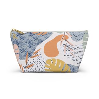 Orange and blue pattern cosmetic bag