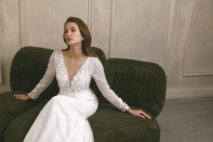 Long Sleeve Beaded Lace Mermaid Wedding Dress - Image 7