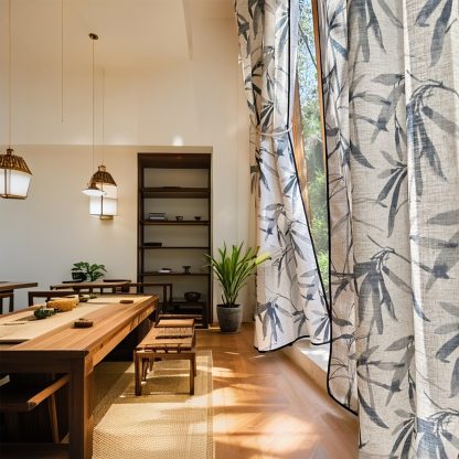 Retro Zen cotton and linen curtains - Image 6