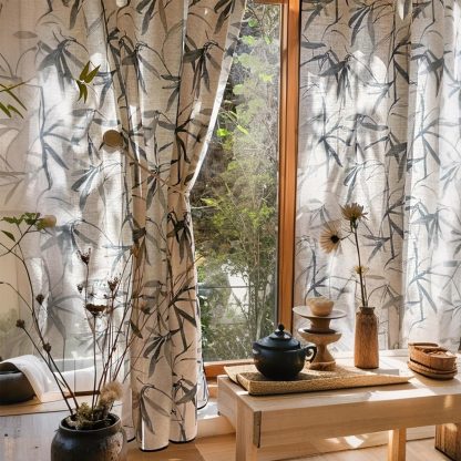 Retro Zen cotton and linen curtains - Image 5