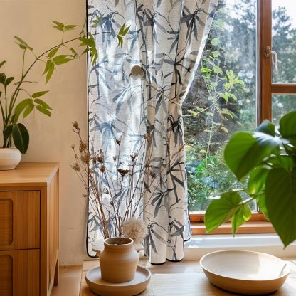 Retro Zen cotton and linen curtains - Image 3