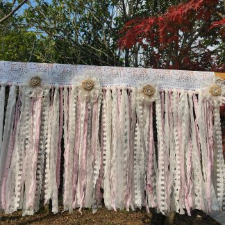 Lace light pink curtains