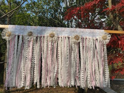Lace light pink curtains