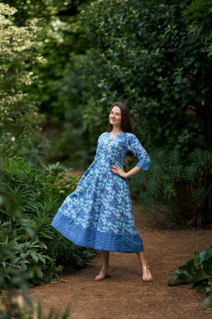 Floral blue dress - Image 6