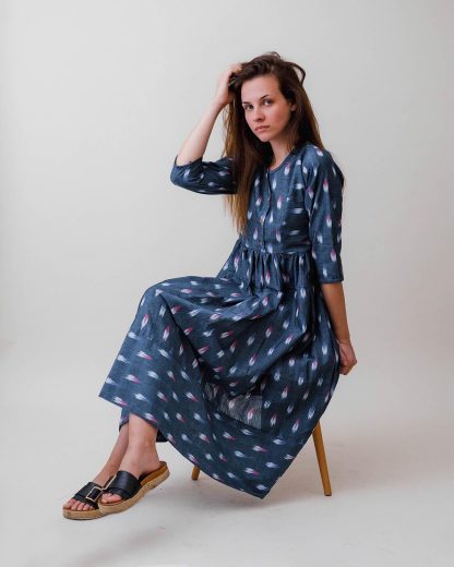 Blue tie-dye dress - Image 2