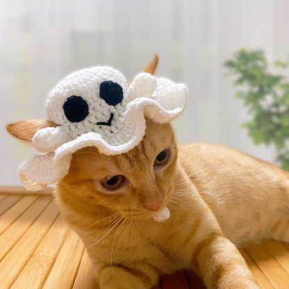 Cat Ghost Hat Pet Halloween Costume - Image 2