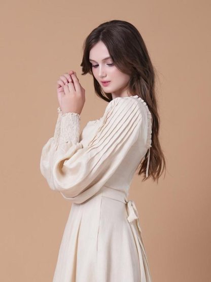 French Square Neck Puff Sleeve Dress - Image 6