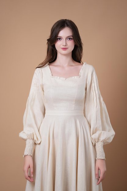 French Square Neck Puff Sleeve Dress - Image 4