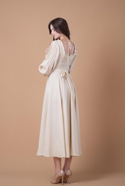 French Square Neck Puff Sleeve Dress - Image 2