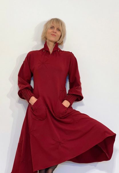 Retro stand collar dress - Image 6