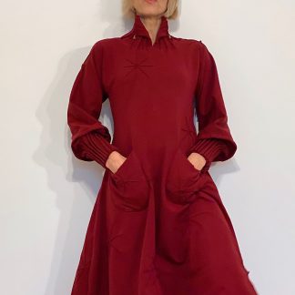Retro stand collar dress