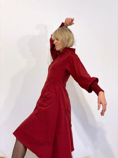 Retro stand collar dress - Image 2