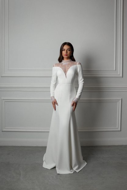 Long Sleeve Lace Turtleneck Wedding Dress