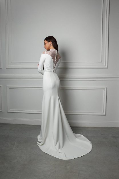 Long Sleeve Lace Turtleneck Wedding Dress - Image 3