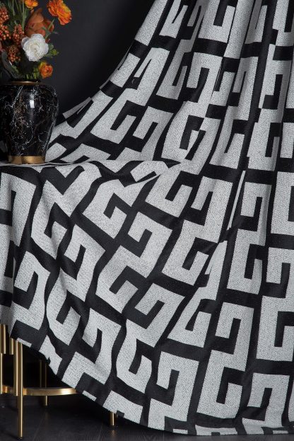 Artistic geometric jacquard blackout curtains - Image 4