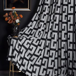 Artistic geometric jacquard blackout curtains