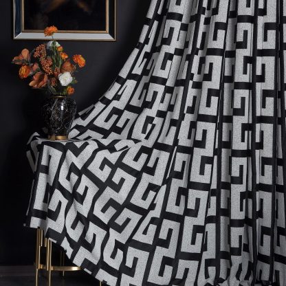 Artistic geometric jacquard blackout curtains