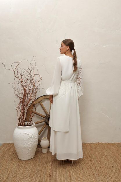 Simple Rustic Lace Sleeve Bridal Gown - Image 5