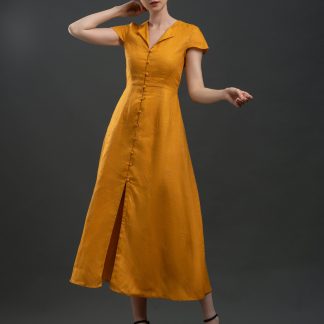 Ginger V-neck Slit Dress