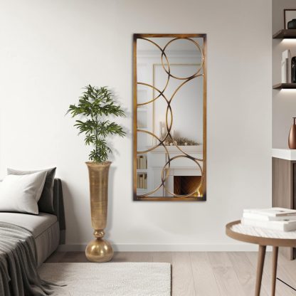 Metal frame decorative rectangular wall mirror - Image 2