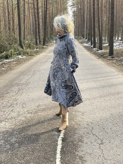 Women's wool long sleeve dress below the knee - Image 6