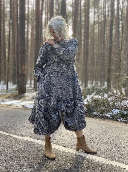 Women's wool long sleeve dress below the knee - Image 3