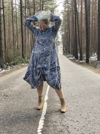 Women's wool long sleeve dress below the knee - Image 2