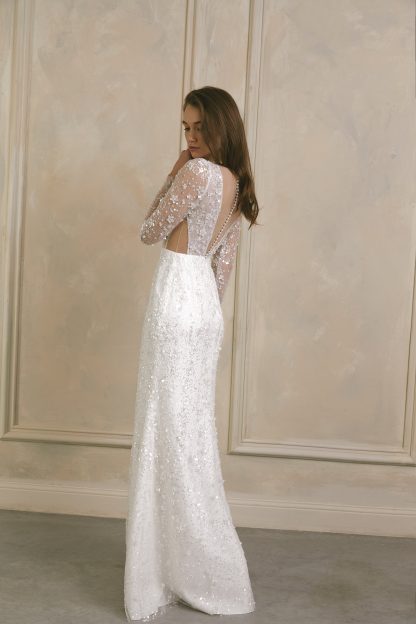 Unique Floral Lace Mermaid Wedding Dress - Image 6